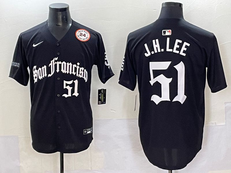 Men 2025 San Francisco Giants #51 J.H.Lee Black Five generations Joint Name Nike MLB Jersey style 52->san francisco giants->MLB Jersey